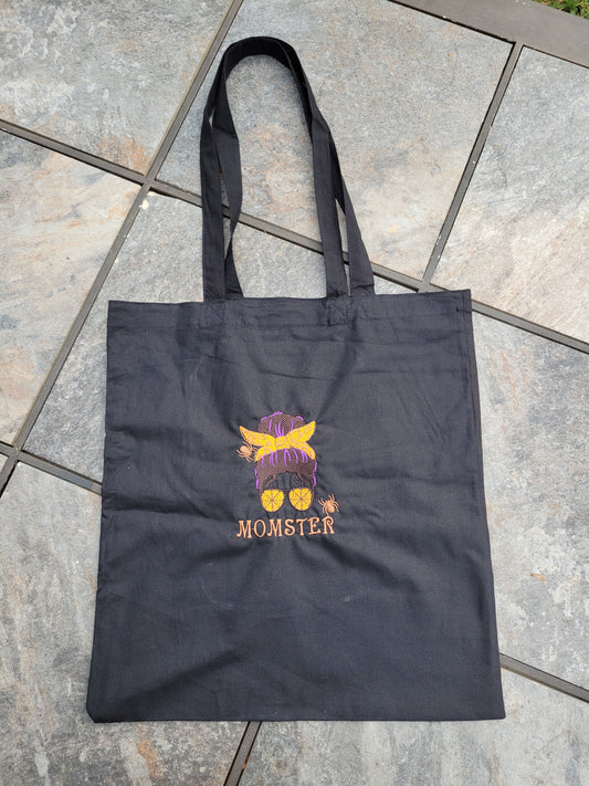 "Momster" Embroidered Tote Bag