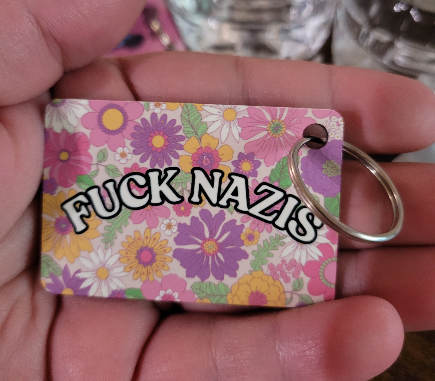 "Fuck Nazis" Keychain