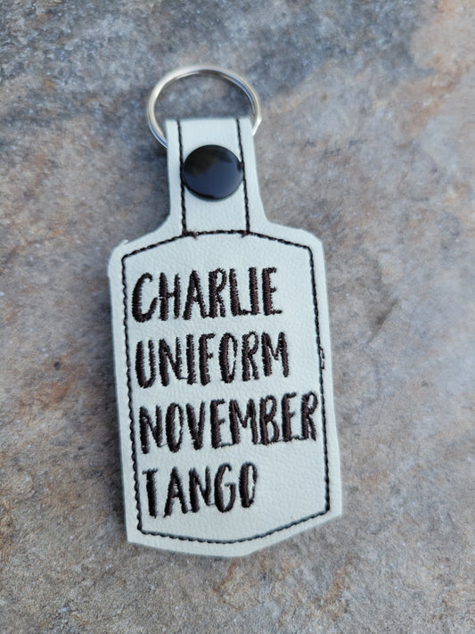Charlie Uniform November Tango Embroidered Keyfob